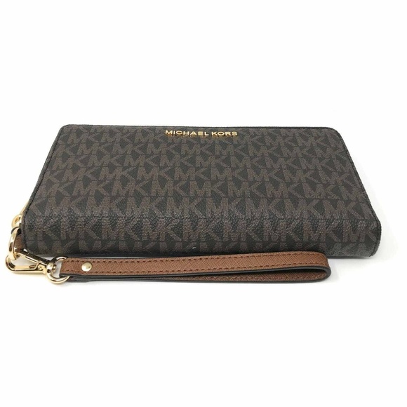 Michael Kors Jet Set Travel Wallet Brown Signature - Picture 4 of 5